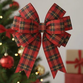 Lazo De Tela Gruesa Plaid Clásico Navideño