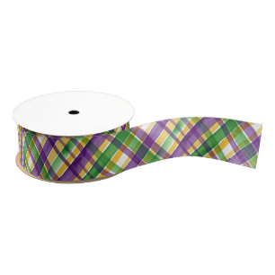 Lazo De Tela Gruesa Plaid de Mardi Gras acuarela