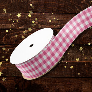 Lazo De Tela Gruesa Platos Modernos De Búfalo De Gingham Rosado Y Blan