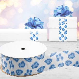 Lazo De Tela Gruesa Punto de leopardo en porcelana azul