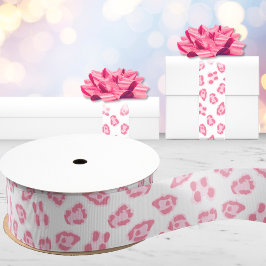 Lazo De Tela Gruesa Punto de leopardo en rosa