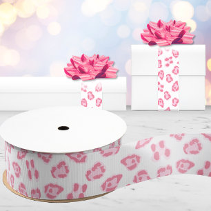 Lazo De Tela Gruesa Punto de leopardo en rosa