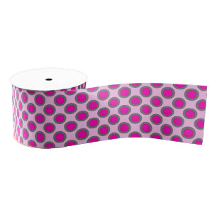 Lazo De Tela Gruesa Puntos en círculo retro, fucsia, gris y rosa