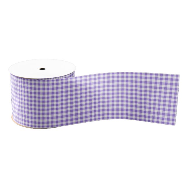 Lazo De Tela Gruesa Purple Gingham Grosgrain Ribbon (Carrete)