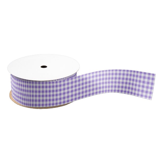 Lazo De Tela Gruesa Purple Gingham Grosgrain Ribbon (Carrete)