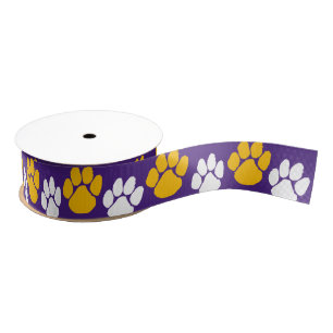 Lazo De Tela Gruesa Purple & Gold Pawprint