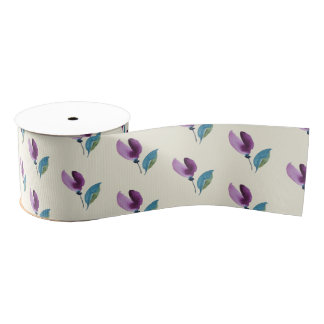 Lazo De Tela Gruesa Purple Green Floral Watercolor Hand-painted