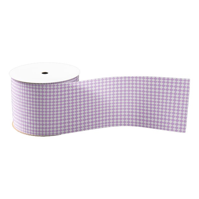 Lazo De Tela Gruesa Purple White Checker Diamond Pattern (Carrete)