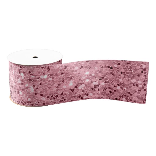 Lazo De Tela Gruesa purpurina de oro de 3" Grosgrain Ribbon Rosa (Carrete)