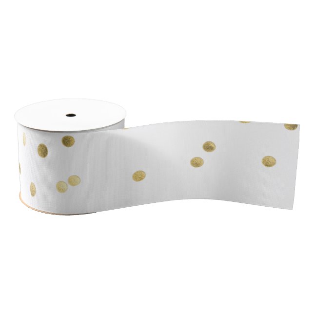 Lazo De Tela Gruesa Purpurina de oro Dot Confetti Polka 3" Riñon Spool (Carrete)