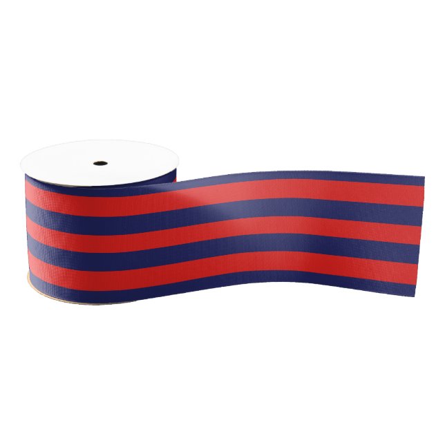 Lazo De Tela Gruesa Rayado (azules marinos y rojo) (Carrete)