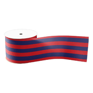 Lazo De Tela Gruesa Rayado (azules marinos y rojo)