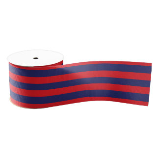 Lazo De Tela Gruesa Rayado (azules marinos y rojo)