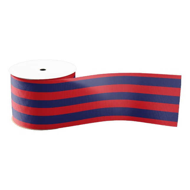 Lazo De Tela Gruesa Rayado (azules marinos y rojo) (Carrete)