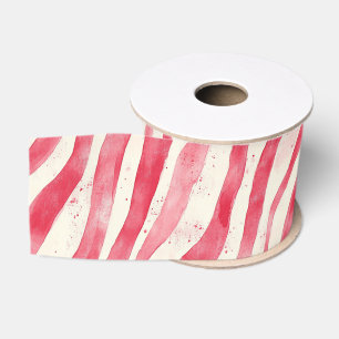 Lazo De Tela Gruesa Rayas de Caramelo Rojo Blanco Navidad