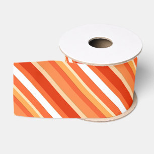 Lazo De Tela Gruesa Rayas de caramelos estratificadas - naranja y blan
