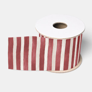 Lazo De Tela Gruesa Rayas de Crema Rojas de Navidad