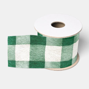 Lazo De Tela Gruesa Rayas de Cuadro Verde de Navidad