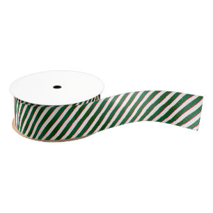 Lazo De Tela Gruesa Rayas - Verde, Rojo y Blanco   Navidad