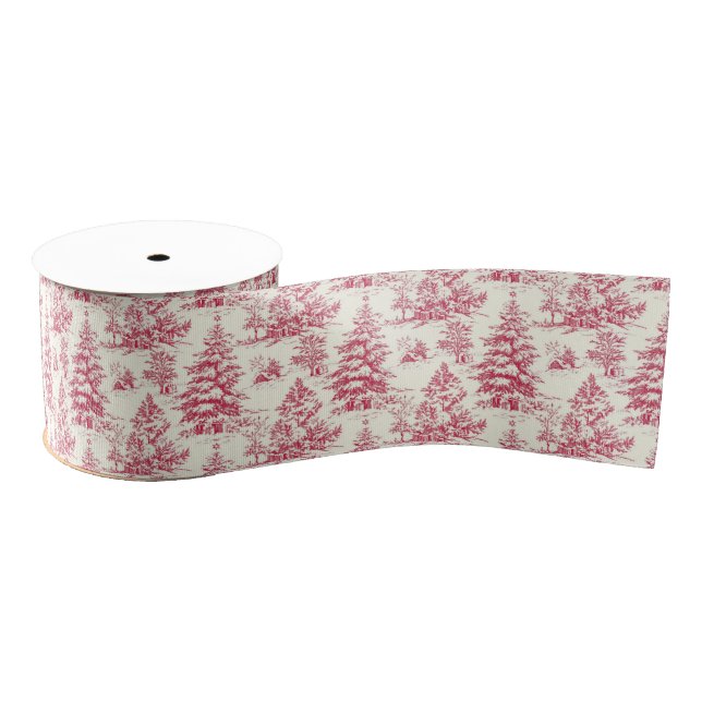 Lazo De Tela Gruesa Red Christmas Toile Wrapping Paper (Carrete)