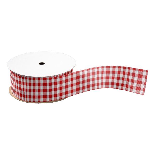 Lazo De Tela Gruesa Red Gingham Grosgrain Ribbon (Carrete)