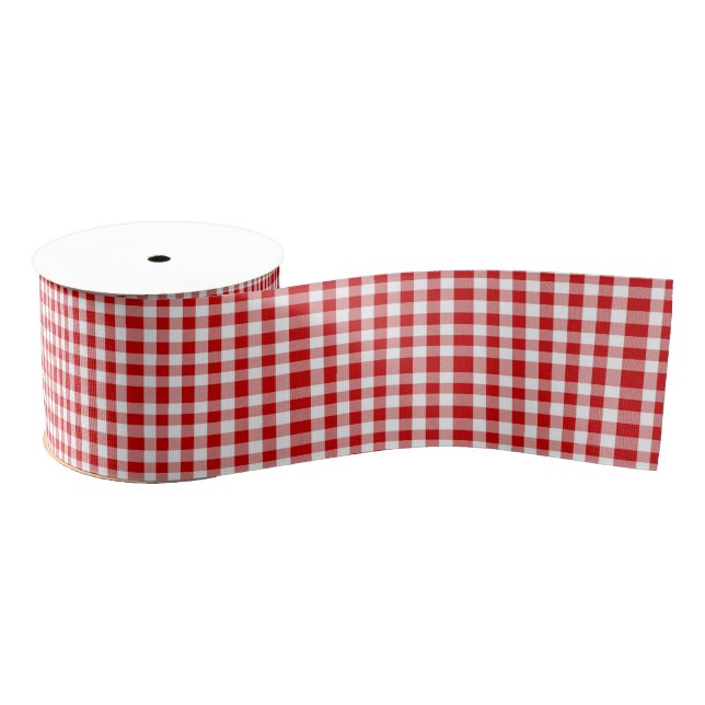 Lazo De Tela Gruesa Red Gingham Grosgrain Ribbon (Carrete)