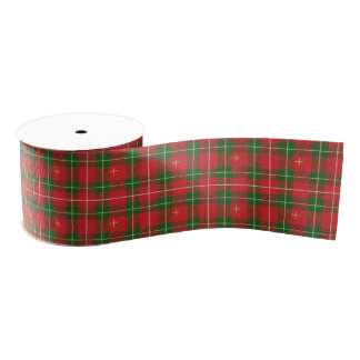 Lazo De Tela Gruesa Red Plaid con verde y oro