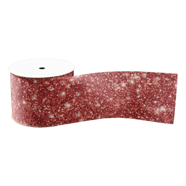 Lazo De Tela Gruesa Red Sparkle Glitter Christmas (Carrete)