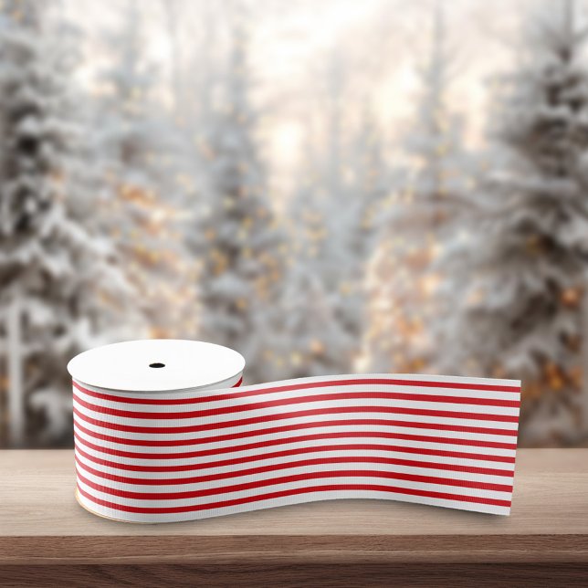 Lazo De Tela Gruesa Red White Stripes Retro Minimalist Christmas (Subido por el creador)