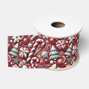 Lazo De Tela Gruesa Regalos de árbol de caramelo de Navidad Rojo