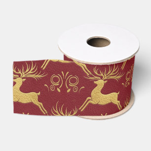 Lazo De Tela Gruesa Renode Rojo de Cuero Dorado de Navidad