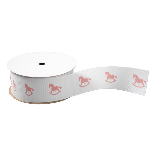 Lazo De Tela Gruesa Rockefeller Horse Silhouette Ribbon Pink (Carrete)