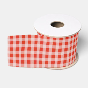 Lazo De Tela Gruesa Rojo de Navidad y Gingham Blanco