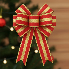 Lazo De Tela Gruesa Rojo y dorado de luz de estrella