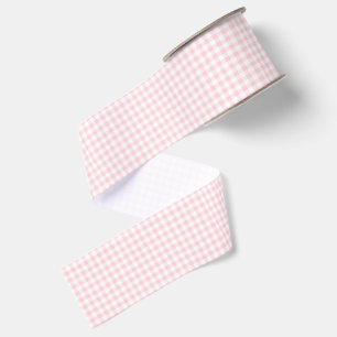 Lazo De Tela Gruesa Rosa Pastel Pequeño Gingham