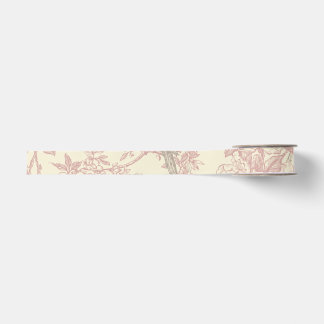 Lazo De Tela Gruesa Rosa Polvorienta Toile Floral de Chinoisería Pavo 
