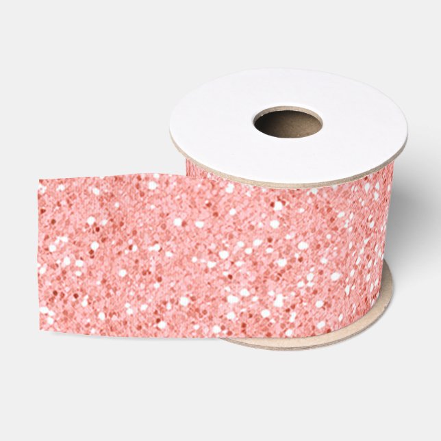 Lazo De Tela Gruesa Rosa Purpurina de oro (Carrete)