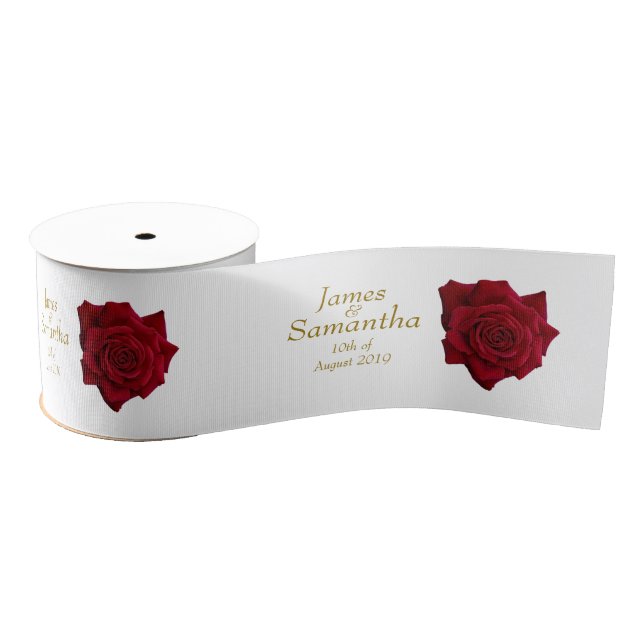 Lazo De Tela Gruesa Rosa Roja Elegante - Boda (Carrete)