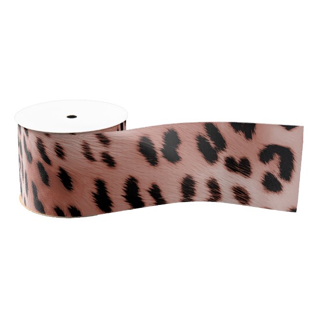Lazo De Tela Gruesa Rosa Rubor Pink Leopard (Carrete)