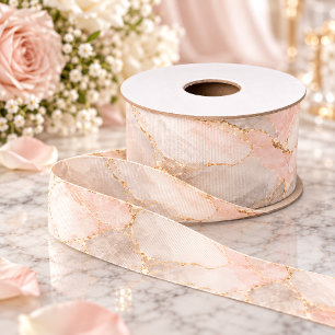 Lazo De Tela Gruesa Rosa Rubor y Kintsugi de Plata