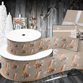 Lazo De Tela Gruesa Rustic Kraft Elegant Snowy Red Fox