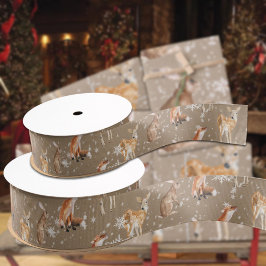Lazo De Tela Gruesa Rustic Kraft Elegant Snowy Winter Animales