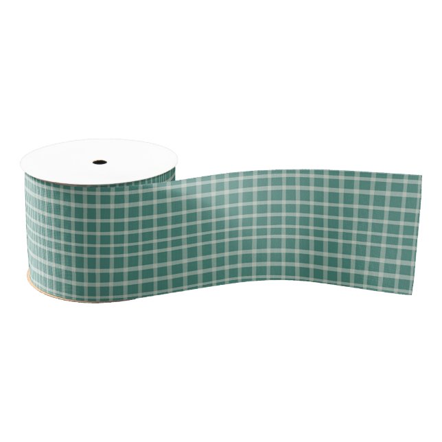 Lazo De Tela Gruesa Sage Green Plaid Rustic (Carrete)