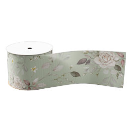 Lazo De Tela Gruesa Sage Green Vintage Rose Floral 