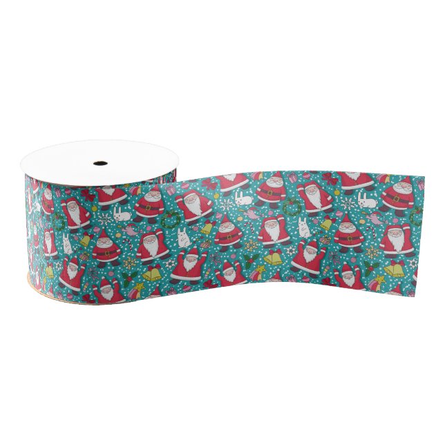 Lazo De Tela Gruesa Santa Claus Ribbon (Carrete)