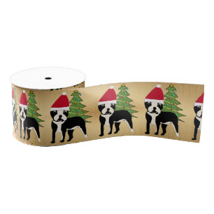 Lazo De Tela Gruesa Santa Personalizado Boston Terrier