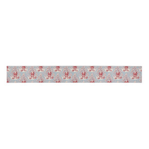 Lazo De Tela Gruesa Santa Toile Chinoiserie Rojo y Azul