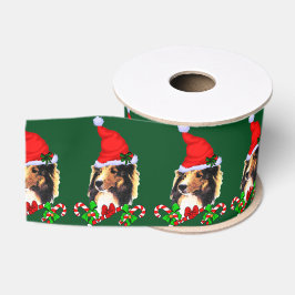 Lazo De Tela Gruesa Sheltie Navidades Merry