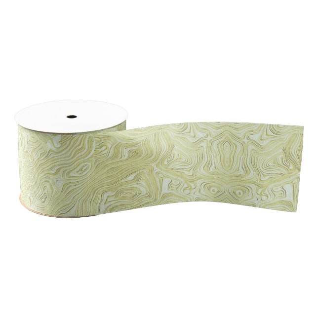 Lazo De Tela Gruesa Silky Faux Moire Pattern in Shimmering Yellow (Carrete)