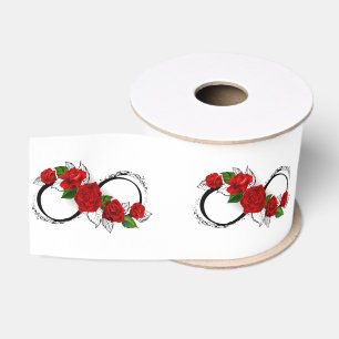 Lazo De Tela Gruesa Símbolo de infinito con rosas rojas